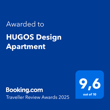 Booking.com Traveller Review Award 2025 für die HUGOS Design Apartments: 9,6 von 10